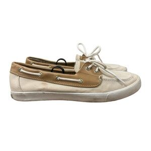 Tommy Hilfiger White & Tan Slip On Boat Shoes 8